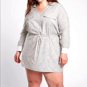 Athleta Zuma Printed Stretch Shirt Dress Viper Grey | 1X